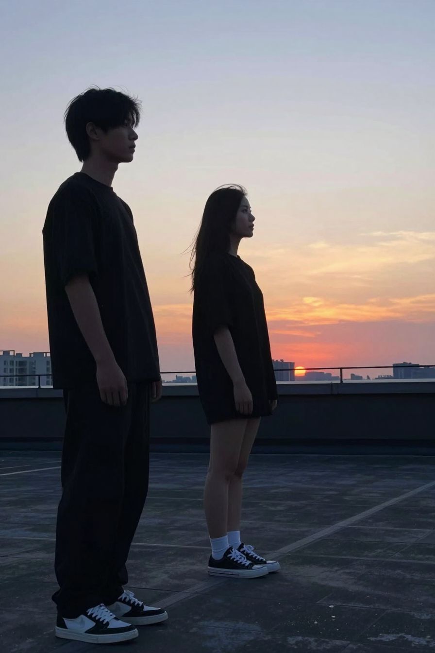 Anime Sunset Rooftop