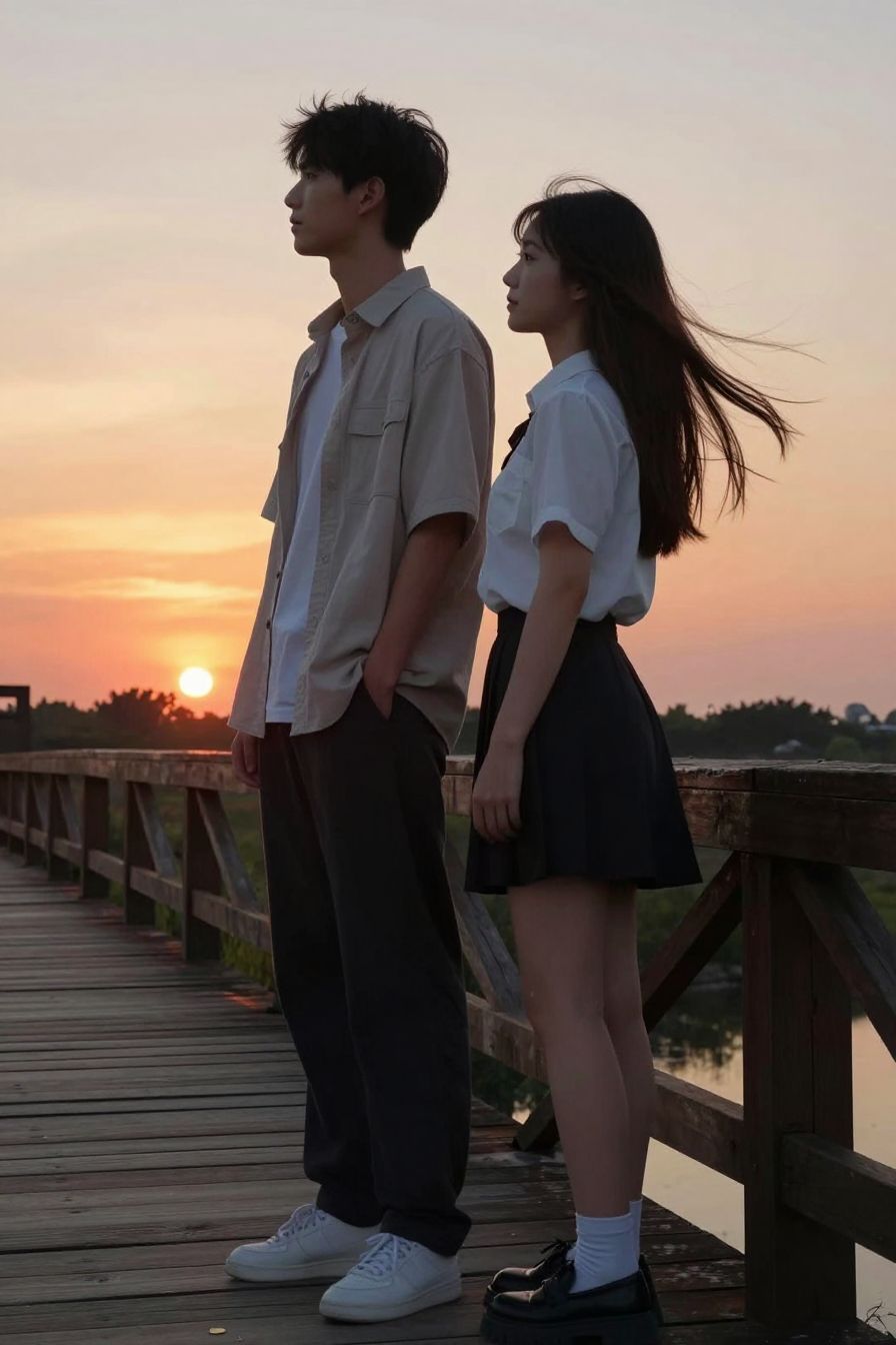 Anime Bridge at Sunset